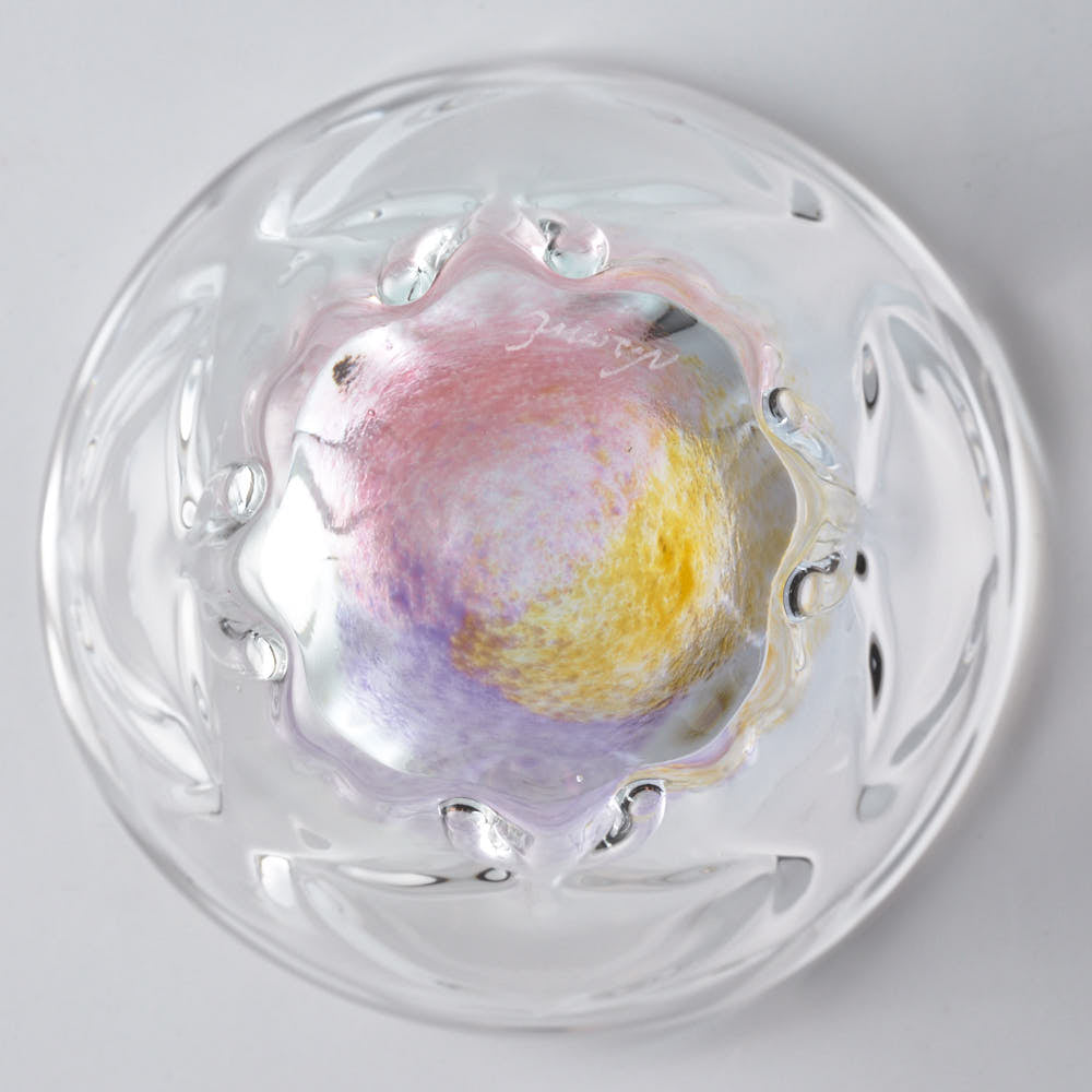 ガラス作家 佐藤望美 knit-kaleidoscope-  ぐい吞み ピンク ガラス作家 佐藤望美 ガラスもの