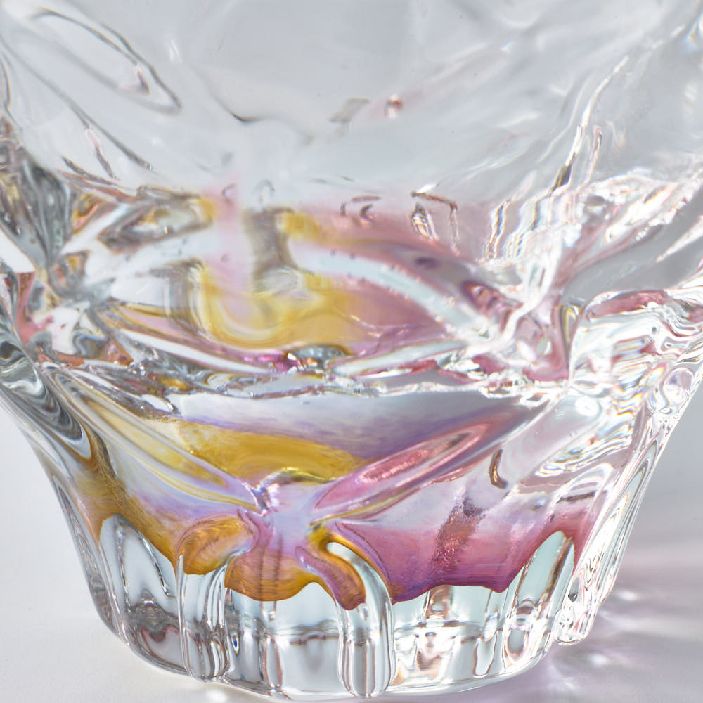 ガラス作家 佐藤望美 knit-kaleidoscope-  ぐい吞み ピンク ガラス作家 佐藤望美 ガラスもの