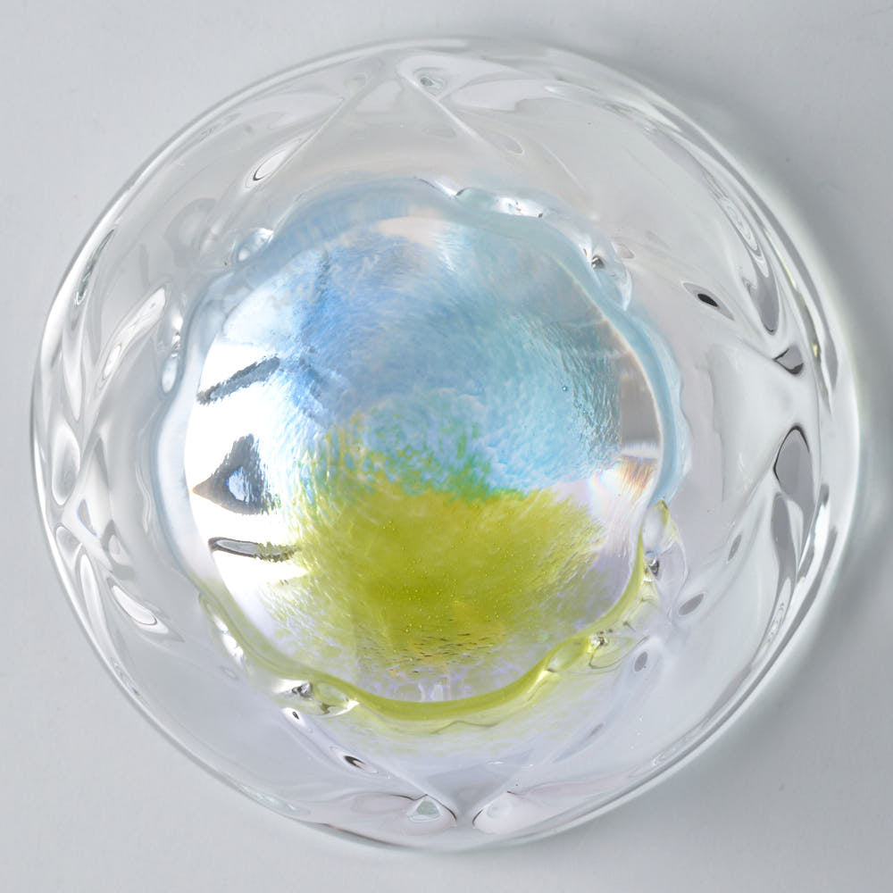 ガラス作家 佐藤望美 knit-kaleidoscope-  ぐい吞み ブルー