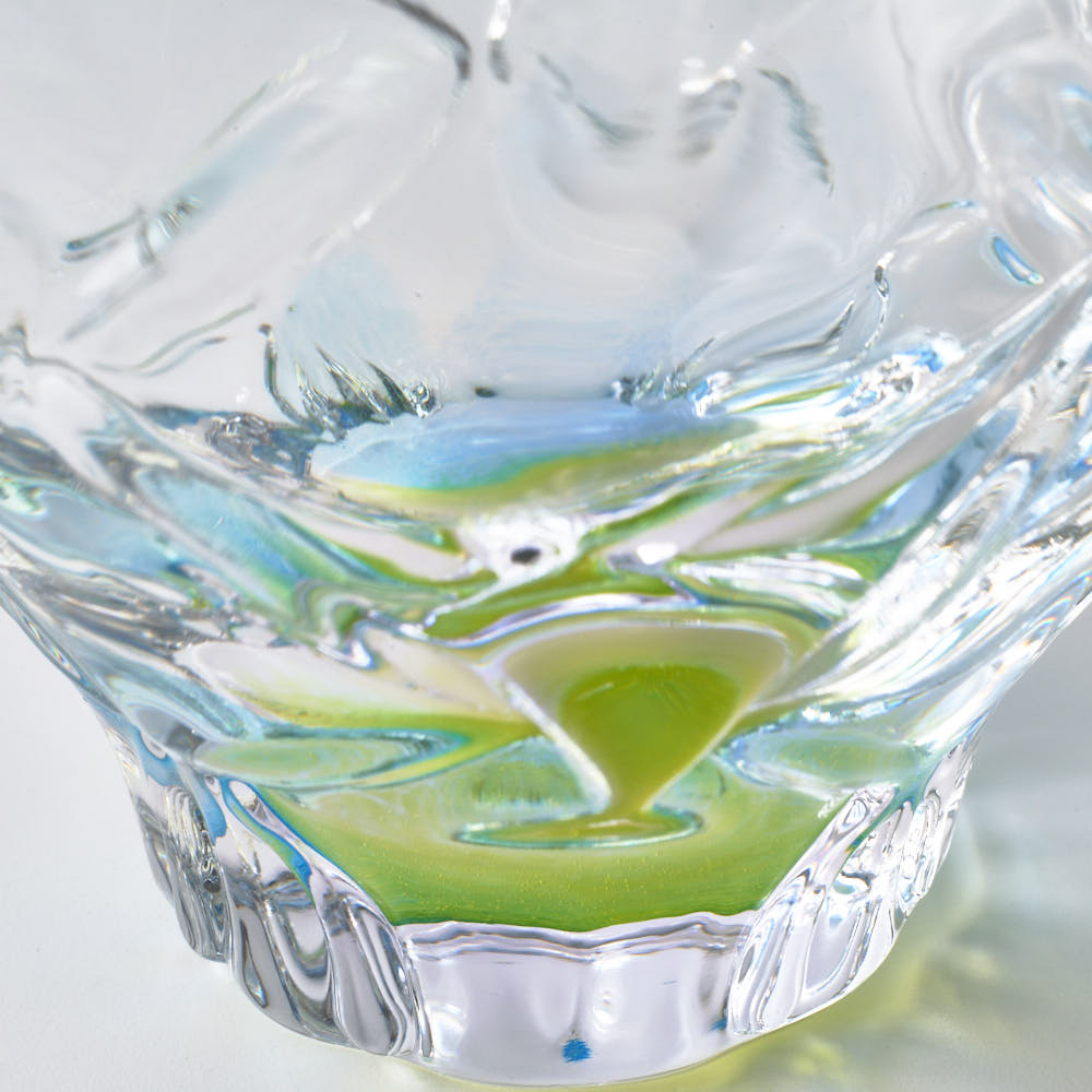 ガラス作家 佐藤望美 knit-kaleidoscope-  ぐい吞み ブルー