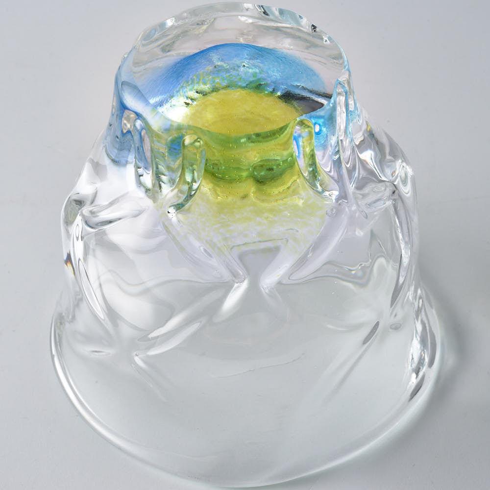 ガラス作家 佐藤望美 knit-kaleidoscope-  ぐい吞み ブルー