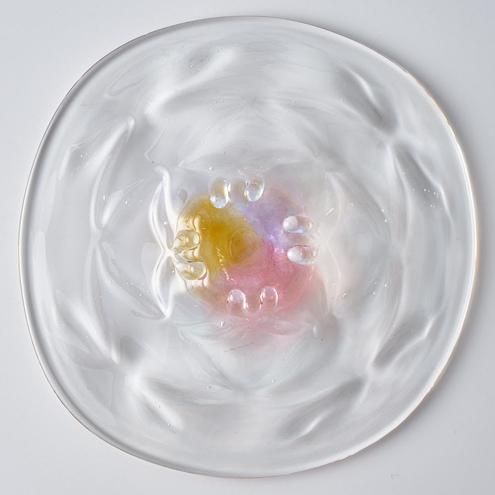 ガラス作家 佐藤望美 knit-kaleidoscope- 皿 ピンク ガラス作家 佐藤望美 ガラスもの