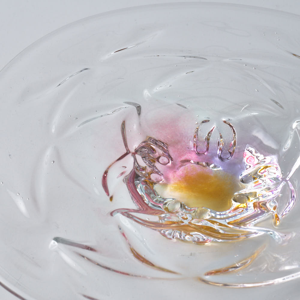 ガラス作家 佐藤望美 knit-kaleidoscope- 皿 ピンク ガラス作家 佐藤望美 ガラスもの