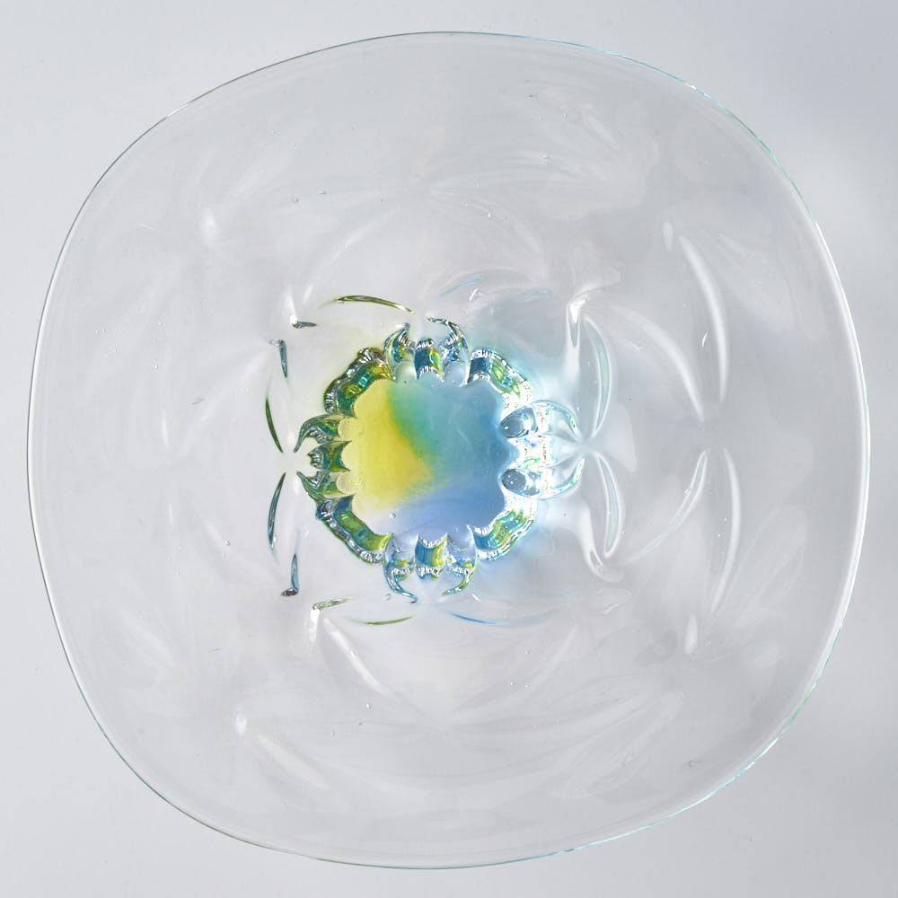 ガラス作家 佐藤望美 knit-kaleidoscope- 皿 ブルー ガラス作家 佐藤望美 ガラスもの