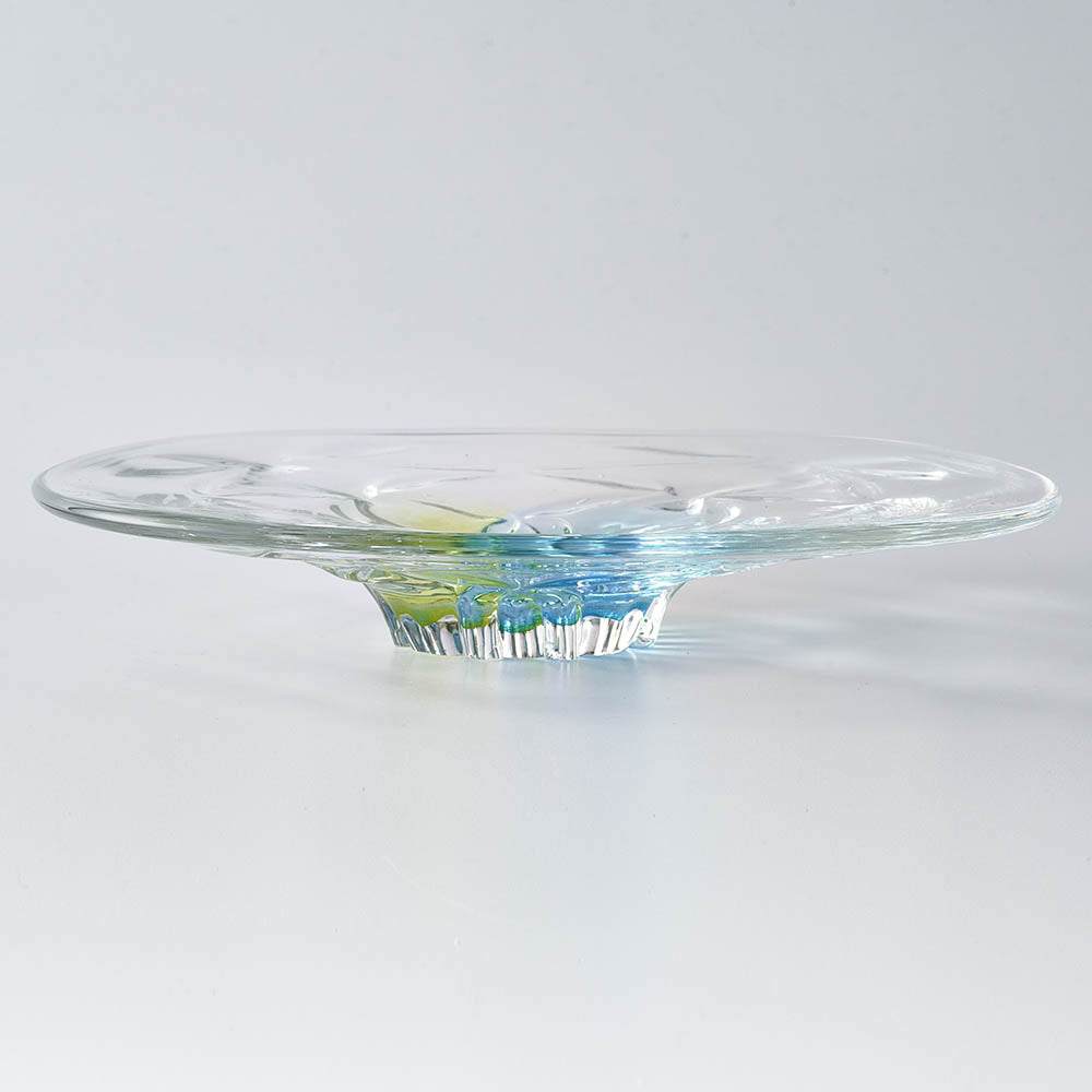 ガラス作家 佐藤望美 knit-kaleidoscope- 皿 ブルー ガラス作家 佐藤望美 ガラスもの