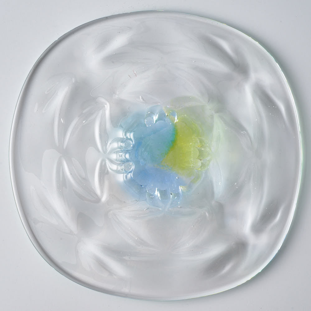 ガラス作家 佐藤望美 knit-kaleidoscope- 皿 ブルー ガラス作家 佐藤望美 ガラスもの