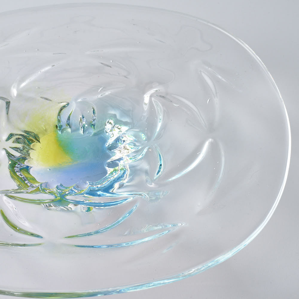 ガラス作家 佐藤望美 knit-kaleidoscope- 皿 ブルー ガラス作家 佐藤望美 ガラスもの