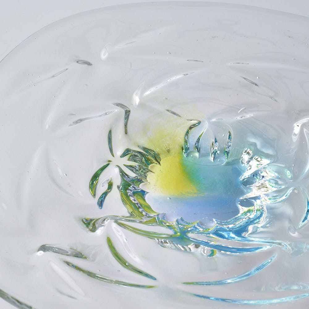 ガラス作家 佐藤望美 knit-kaleidoscope- 皿 ブルー ガラス作家 佐藤望美 ガラスもの