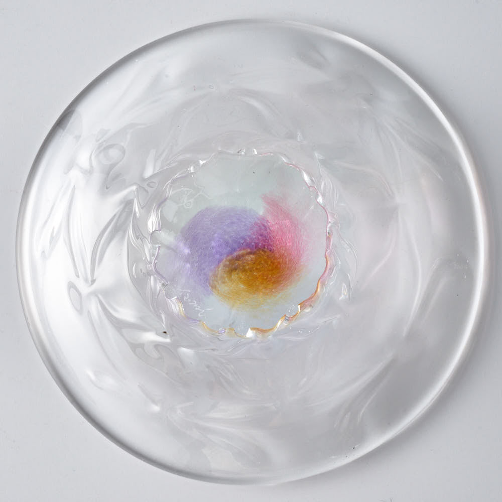 ガラス作家 佐藤望美 knit-kaleidoscope- 小皿 ピンク ガラス作家 佐藤望美 ガラスもの