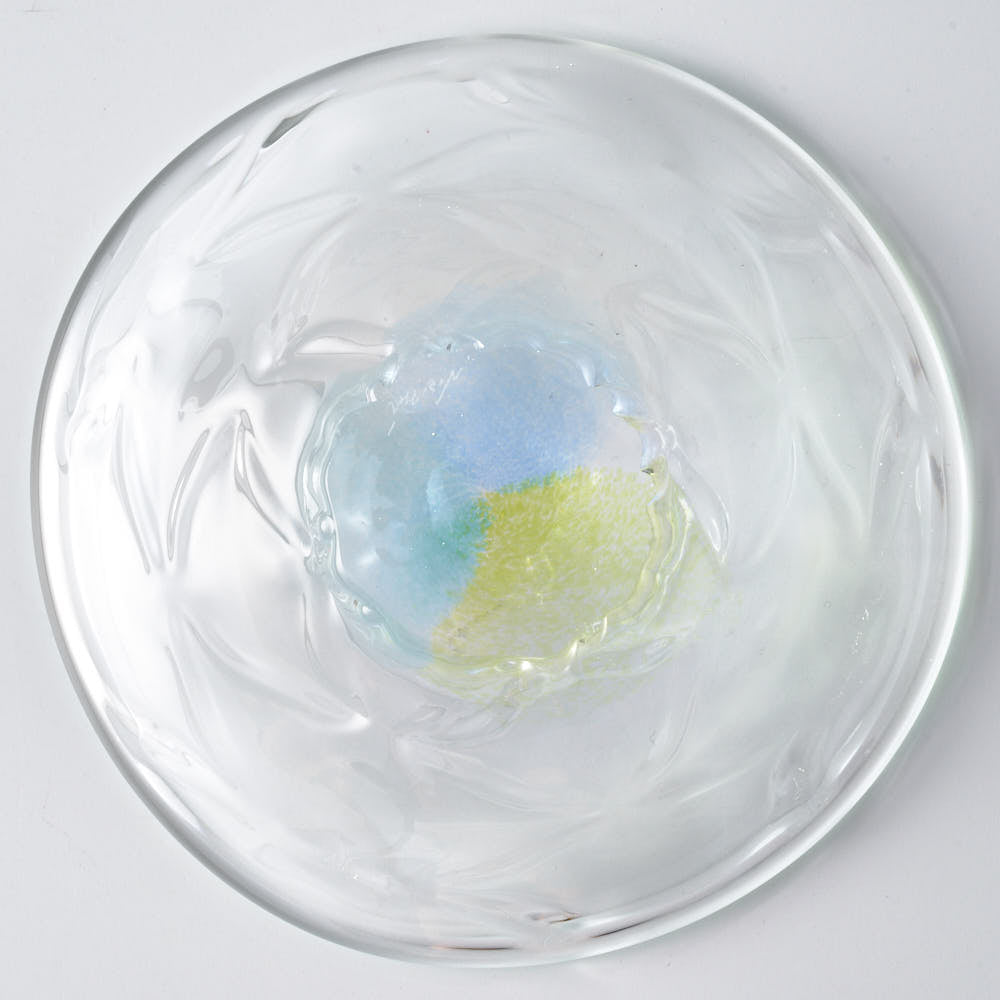 ガラス作家 佐藤望美 knit-kaleidoscope- 小皿 ブルー ガラス作家 佐藤望美 ガラスもの