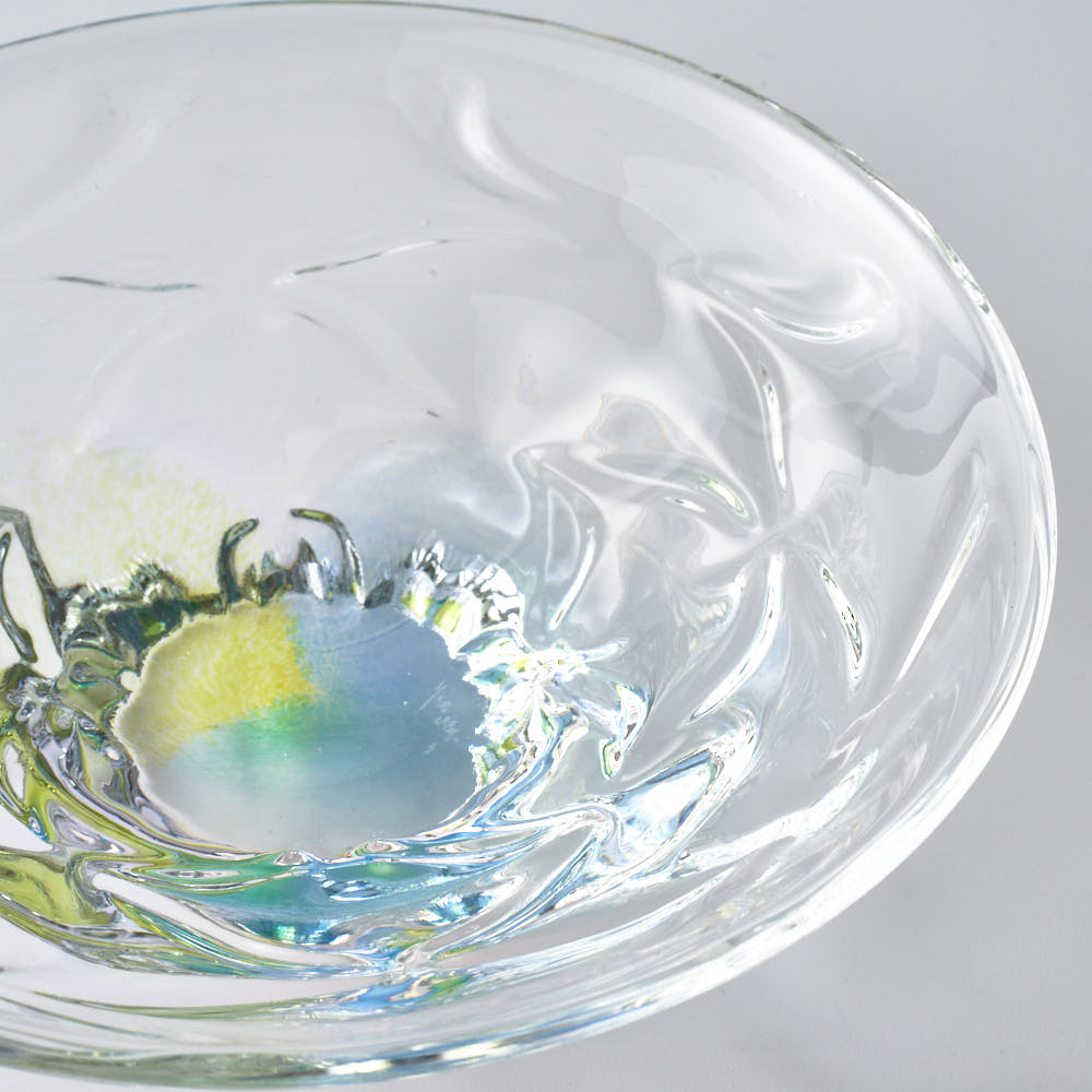 ガラス作家 佐藤望美 knit-kaleidoscope- 小皿 ブルー ガラス作家 佐藤望美 ガラスもの