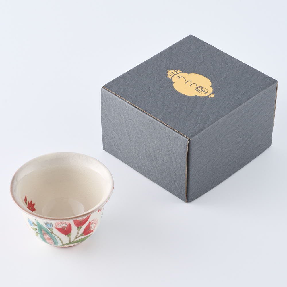 うつつ窯 作家 稲積佳谷 伝説の怪獣 湯呑み 花 赤 うつつ窯 作家 稲積佳谷 陶磁器作家もの