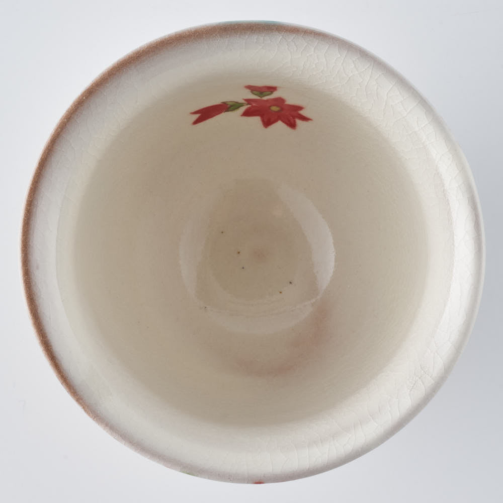 うつつ窯 作家 稲積佳谷 伝説の怪獣 湯呑み 花 赤 うつつ窯 作家 稲積佳谷 陶磁器作家もの