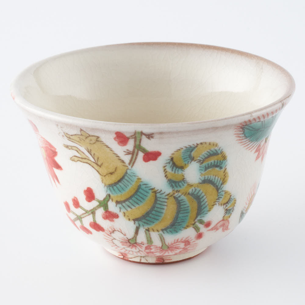 うつつ窯 作家 稲積佳谷 伝説の怪獣 湯呑み 怪獣 赤 うつつ窯 作家 稲積佳谷 陶磁器作家もの