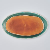 うつつ窯 作家 稲積佳谷 夢窓華 オーバル中皿 緑 うつつ窯 作家 稲積佳谷 陶磁器作家もの