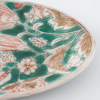 うつつ窯 作家 稲積佳谷 夢窓華 オーバル中皿 緑 うつつ窯 作家 稲積佳谷 陶磁器作家もの