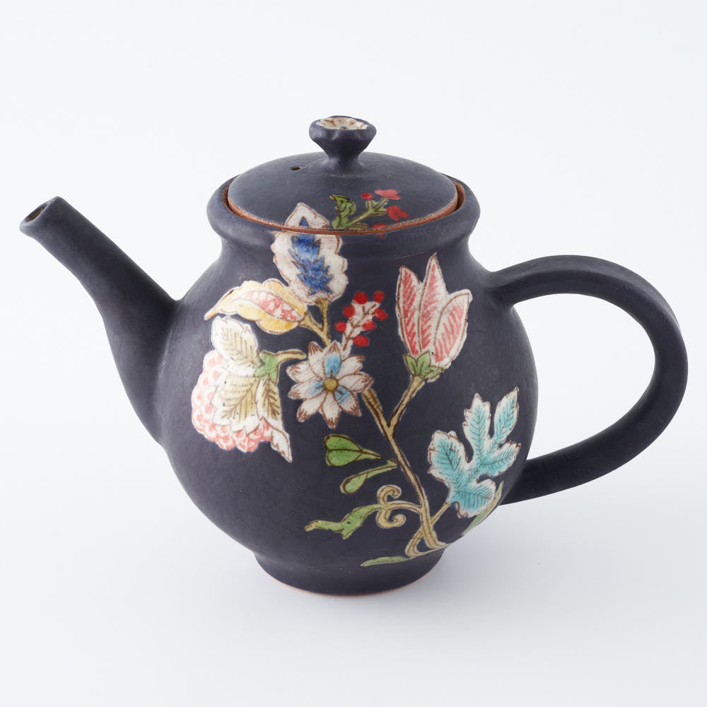 うつつ窯 作家 稲積佳谷 夢窓華 ポット 濃紺 うつつ窯 作家 稲積佳谷 陶磁器作家もの