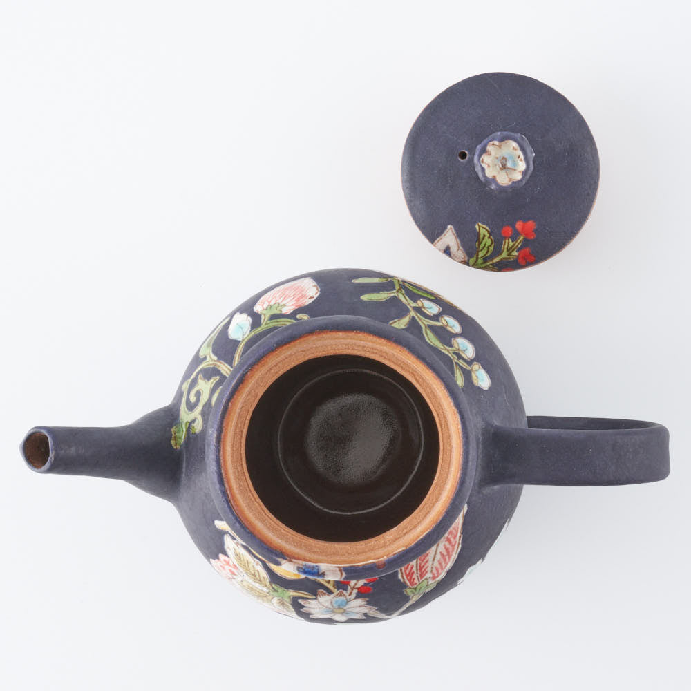 うつつ窯 作家 稲積佳谷 夢窓華 ポット 濃紺 うつつ窯 作家 稲積佳谷 陶磁器作家もの