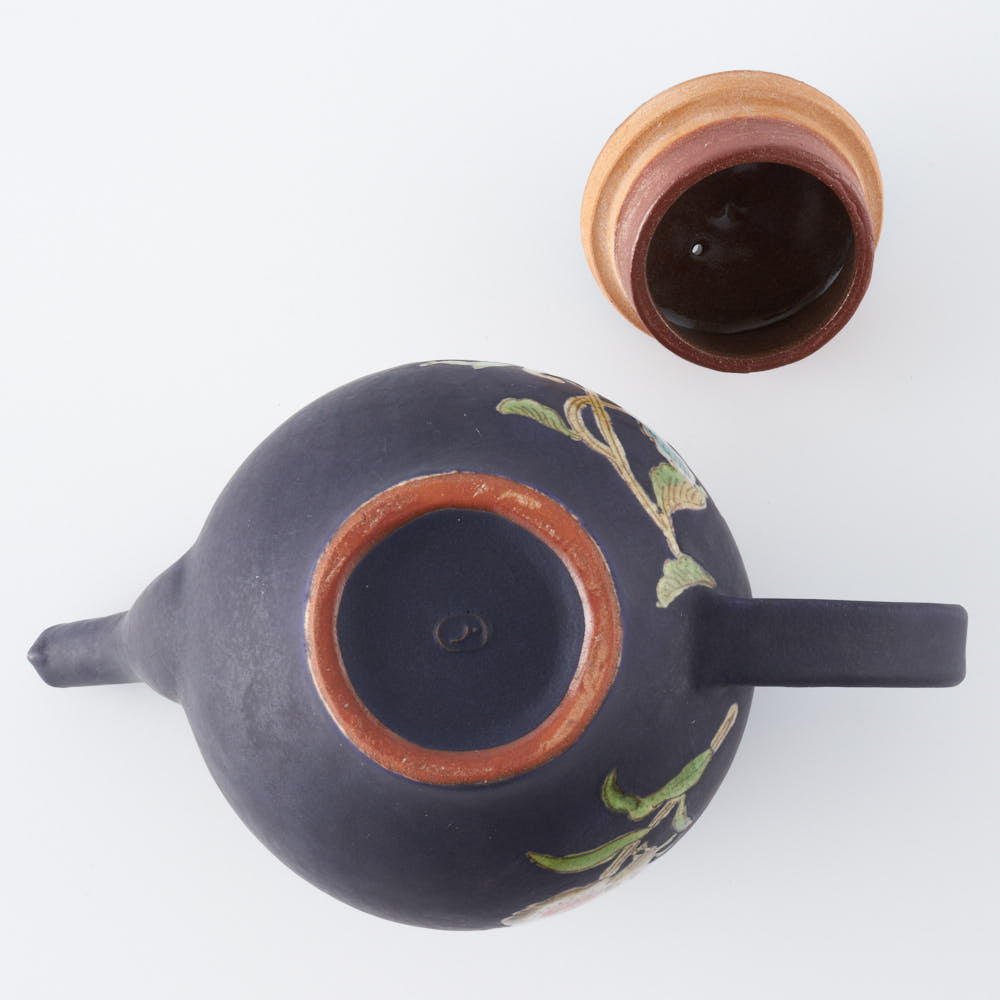 うつつ窯 作家 稲積佳谷 夢窓華 ポット 濃紺 うつつ窯 作家 稲積佳谷 陶磁器作家もの