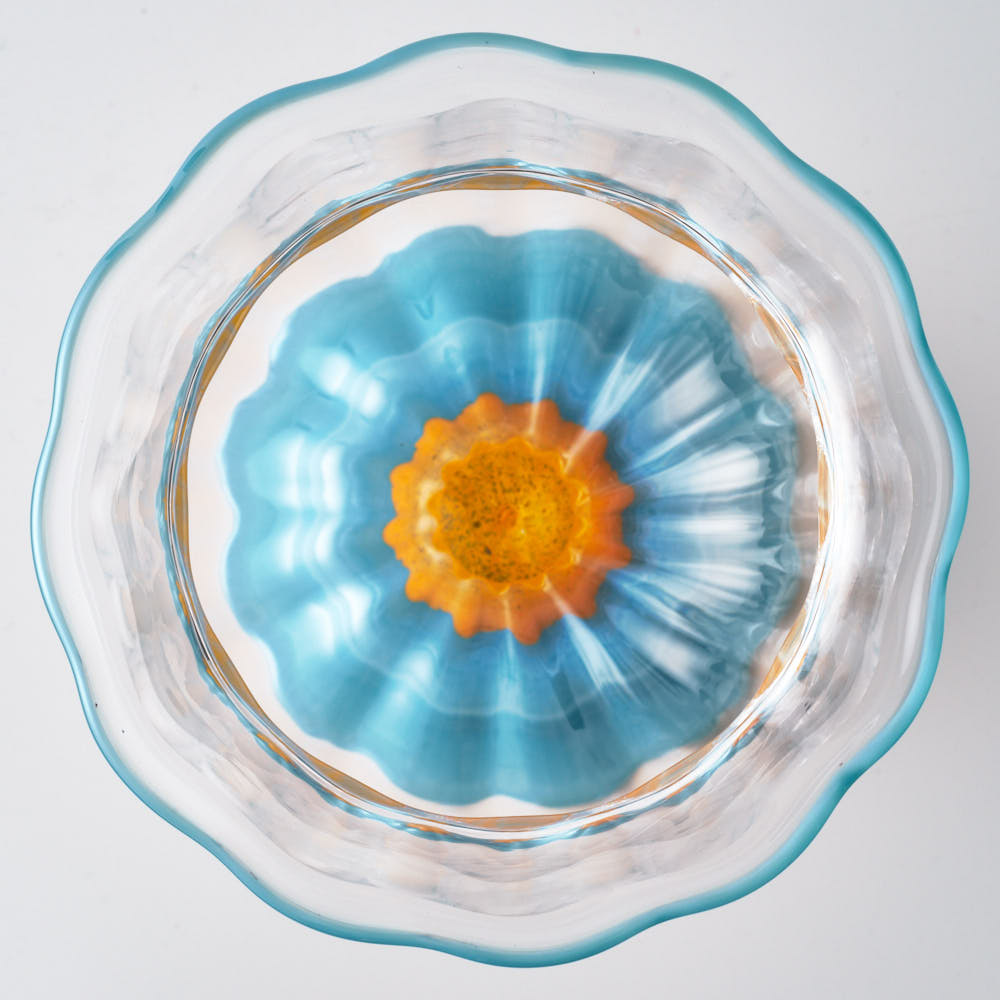 ガラス作家 北形槙子 poppin' parfait clear (LBL×YL) ¥17,600 大人の