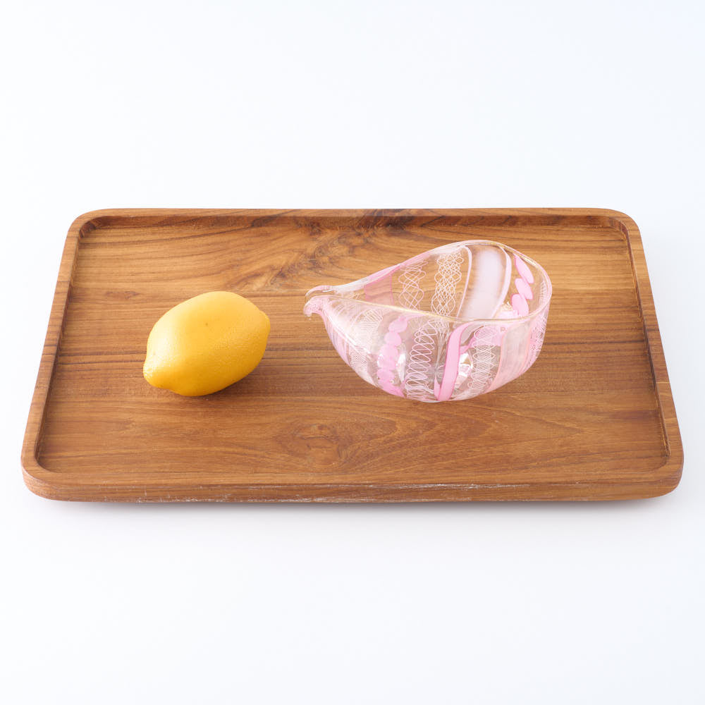 ガラス作家 北形槙子 彩色LACE lipped bowl(PK/WH) ガラス作家 北形槙子 ガラスもの