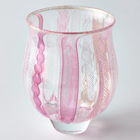ガラス作家 北形槙子 彩色LACE sake cup(PK/WH) ガラス作家 北形槙子 ガラスもの