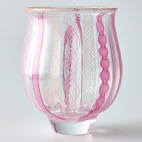 ガラス作家 北形槙子 彩色LACE sake cup(PK/WH) ガラス作家 北形槙子 ガラスもの