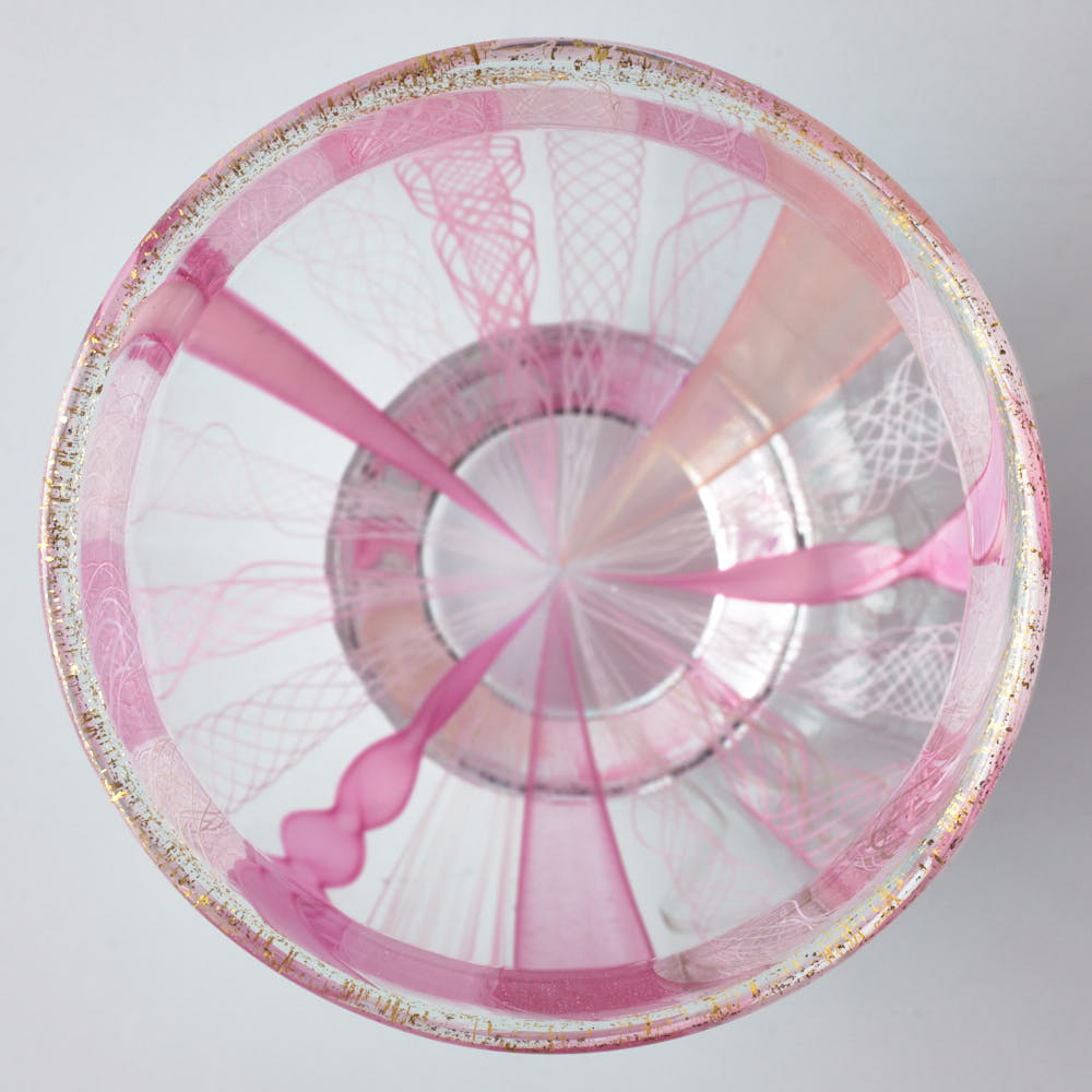 ガラス作家 北形槙子 彩色LACE sake cup（PK/WH) ¥9,900 大人の