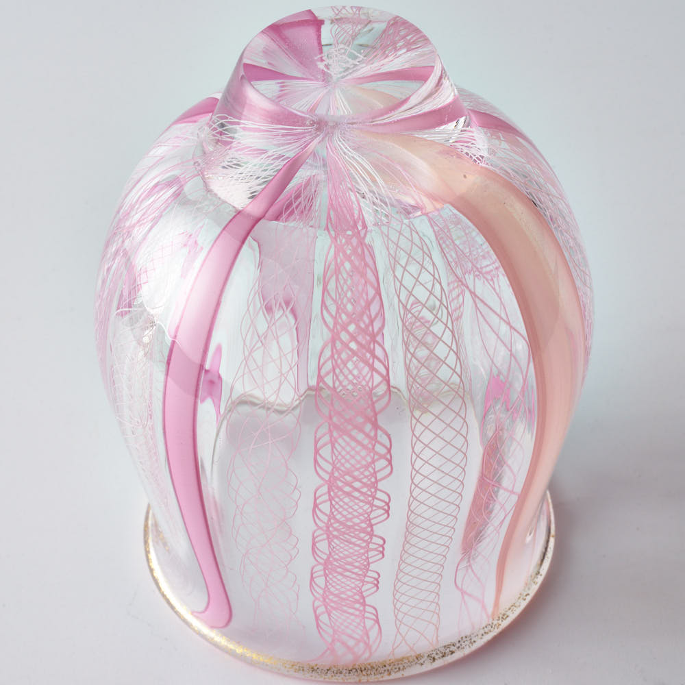 ガラス作家 北形槙子 彩色LACE sake cup(PK/WH) ガラス作家 北形槙子 ガラスもの