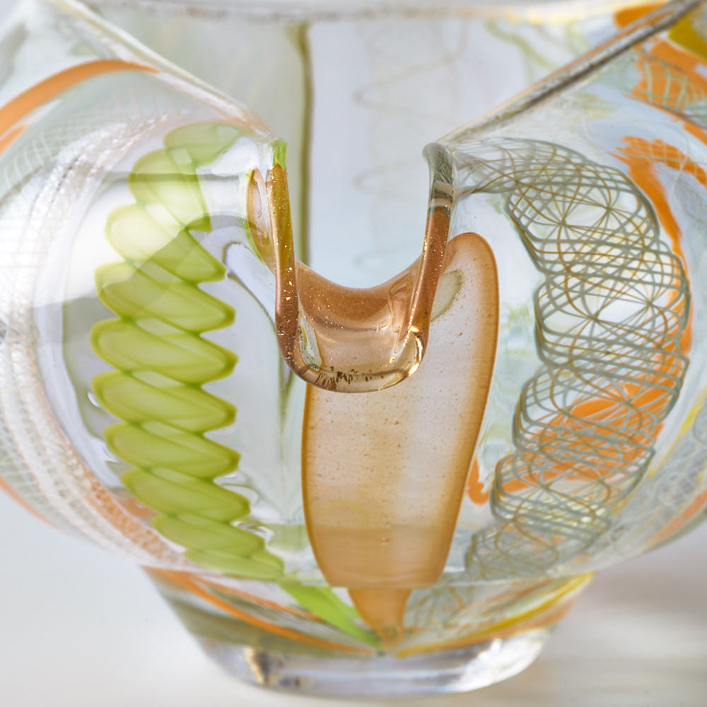 ガラス作家 北形槙子 彩色LACE lipped bowl(LGR×YL/WH) ガラス作家 北形槙子 ガラスもの