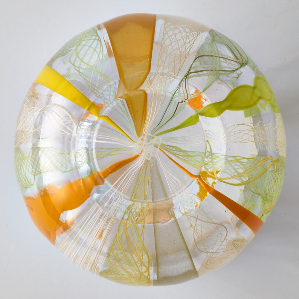 ガラス作家 北形槙子 彩色LACE sake cup(LGR×YL/WH) ガラス作家 北形槙子 ガラスもの