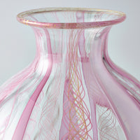 ガラス作家 北形槙子 彩色LACE round vase(PK/WH) ガラス作家 北形槙子 ガラスもの