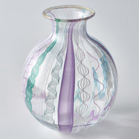 ガラス作家 北形槙子 彩色LACE round vase(LBL×PL/WH)