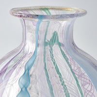 ガラス作家 北形槙子 彩色LACE round vase(LBL×PL/WH)