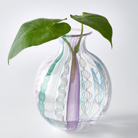 ガラス作家 北形槙子 彩色LACE round vase(LBL×PL/WH)