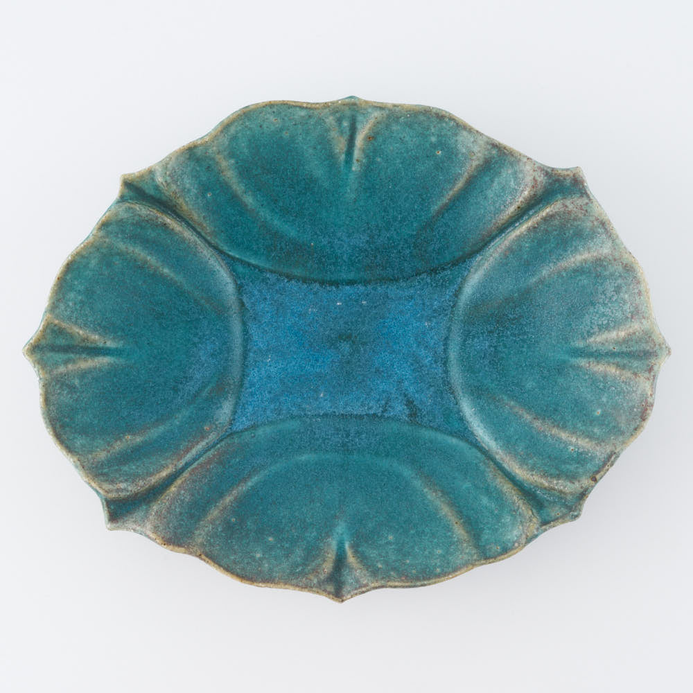作家 藤原純 シェルオーバル L 碧 ¥6,600 大人の焼き物