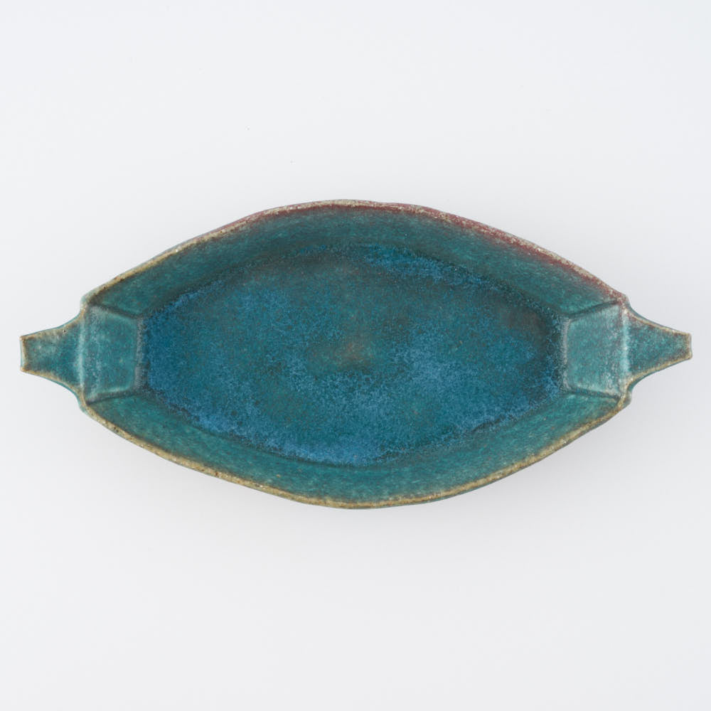作家 藤原純 箱舟プレート M 碧 ¥4,400 大人の焼き物