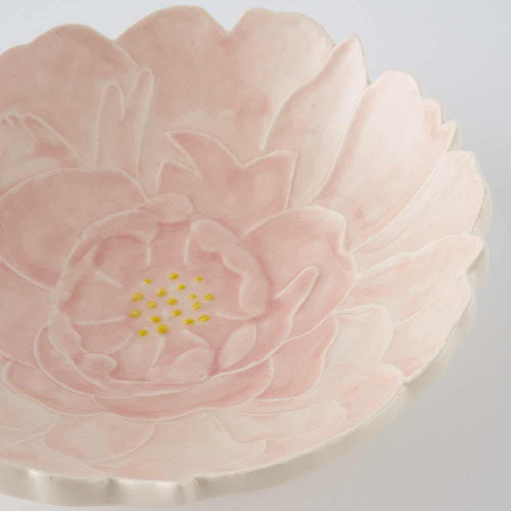つちのわ 作家 石黒美佐緒 芍薬 ボウル ピンク つちのわ 作家 石黒美佐緒 陶磁器作家もの