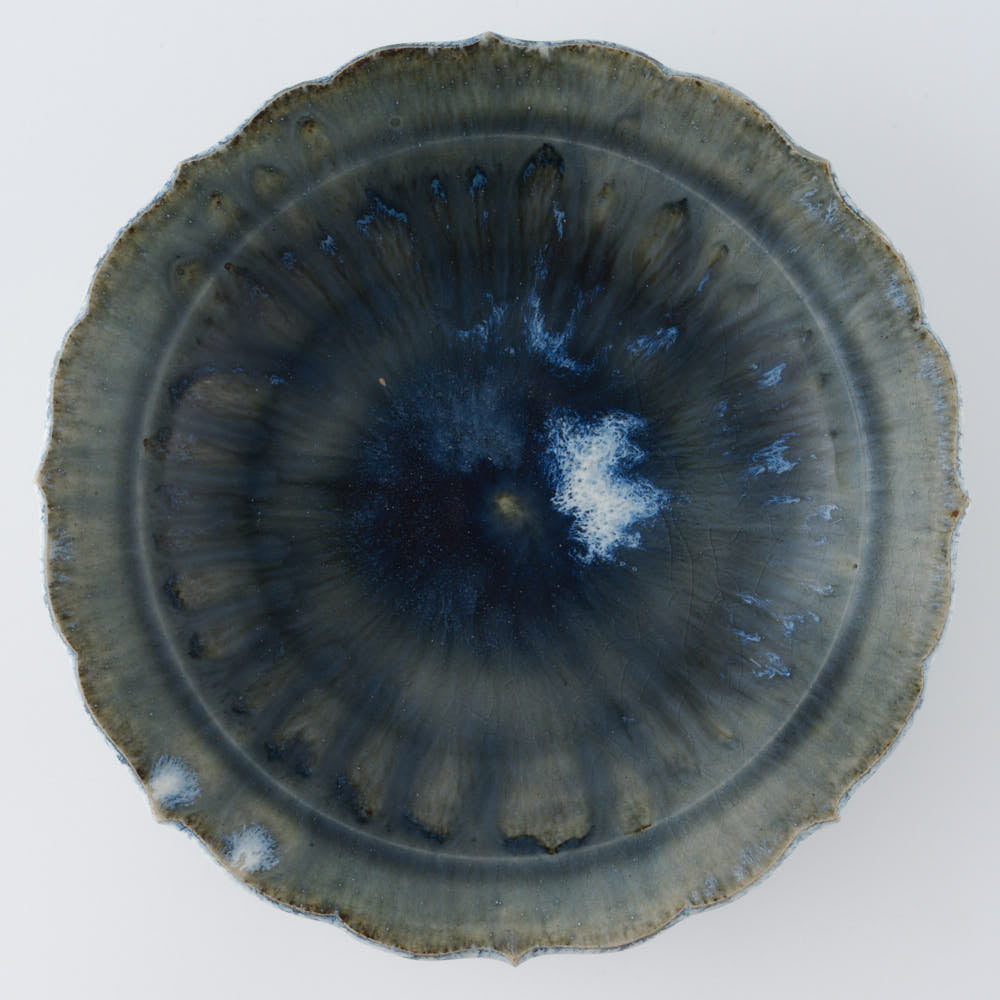 作家 村澤享 青灰釉稜花皿 作家 村澤享 陶磁器作家もの