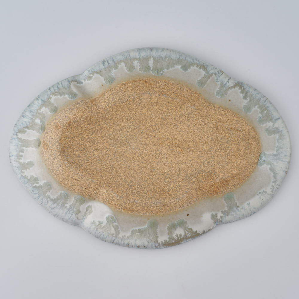 作家 村澤享 青灰釉花型皿 作家 村澤享 陶磁器作家もの