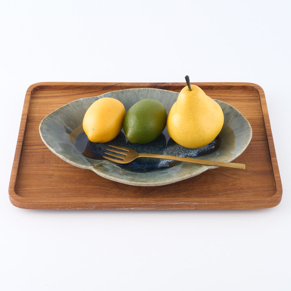 作家 村澤享 青灰釉花型皿 作家 村澤享 陶磁器作家もの