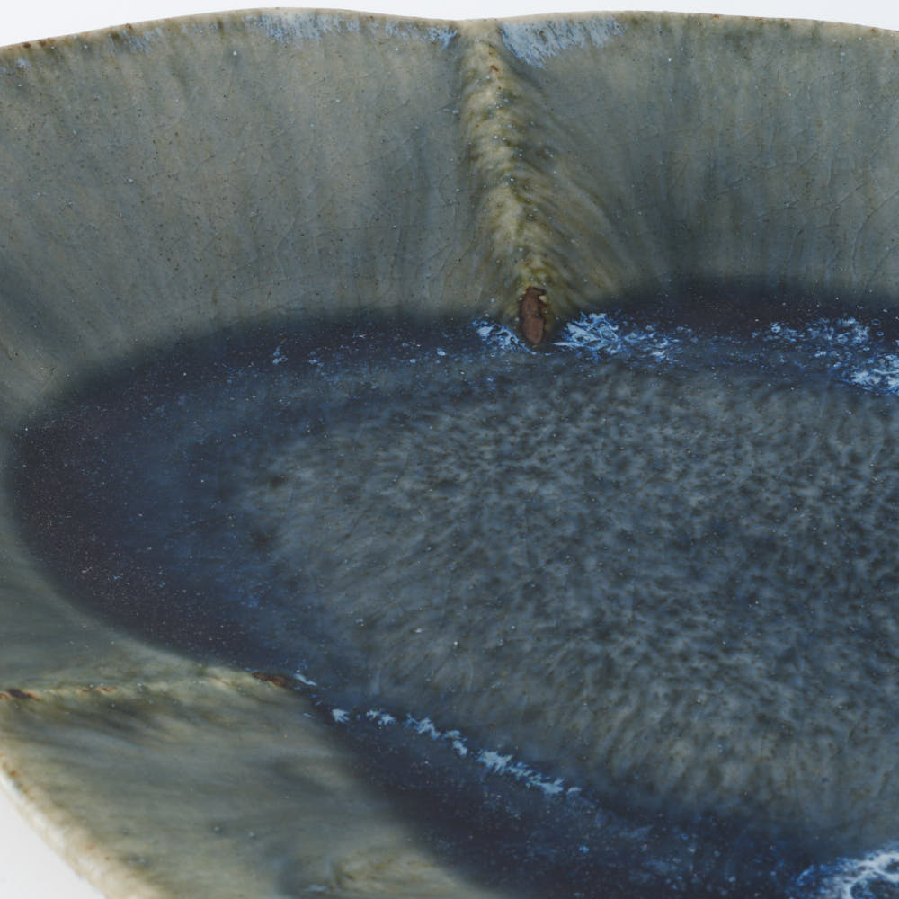 作家 村澤享 青灰釉花型皿 作家 村澤享 陶磁器作家もの