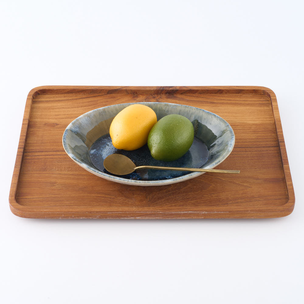 作家 村澤享 青灰釉楕円鉢 作家 村澤享 陶磁器作家もの