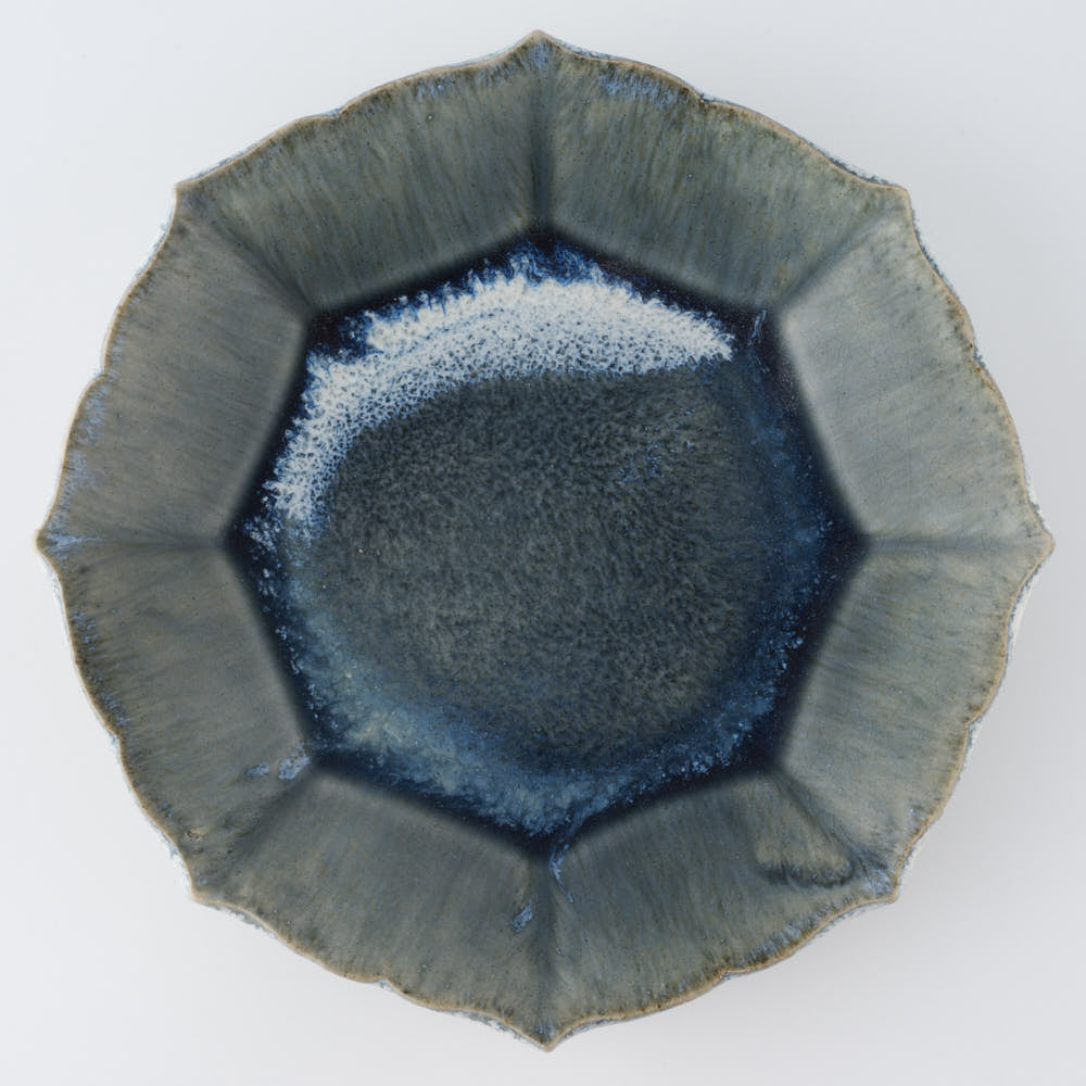 作家 村澤享 青灰釉稜花八角皿 作家 村澤享 陶磁器作家もの