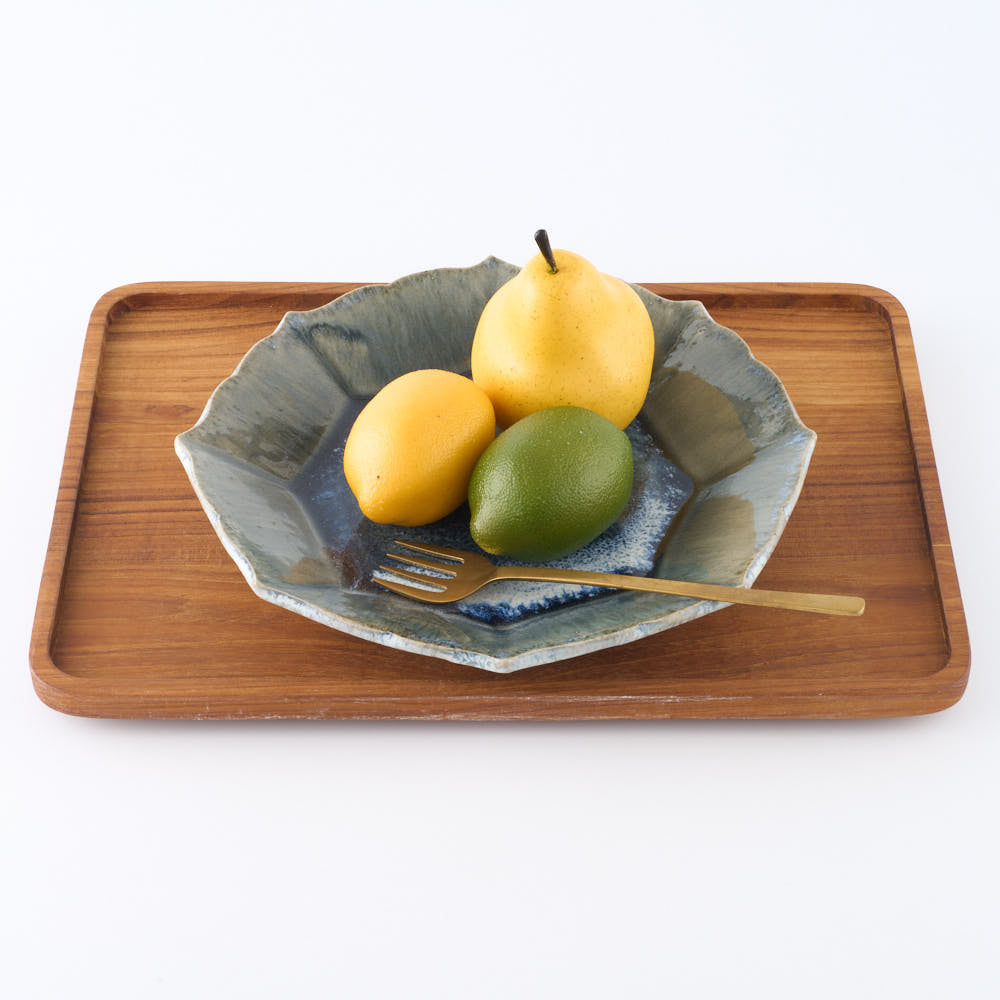 作家 村澤享 青灰釉稜花八角皿 作家 村澤享 陶磁器作家もの