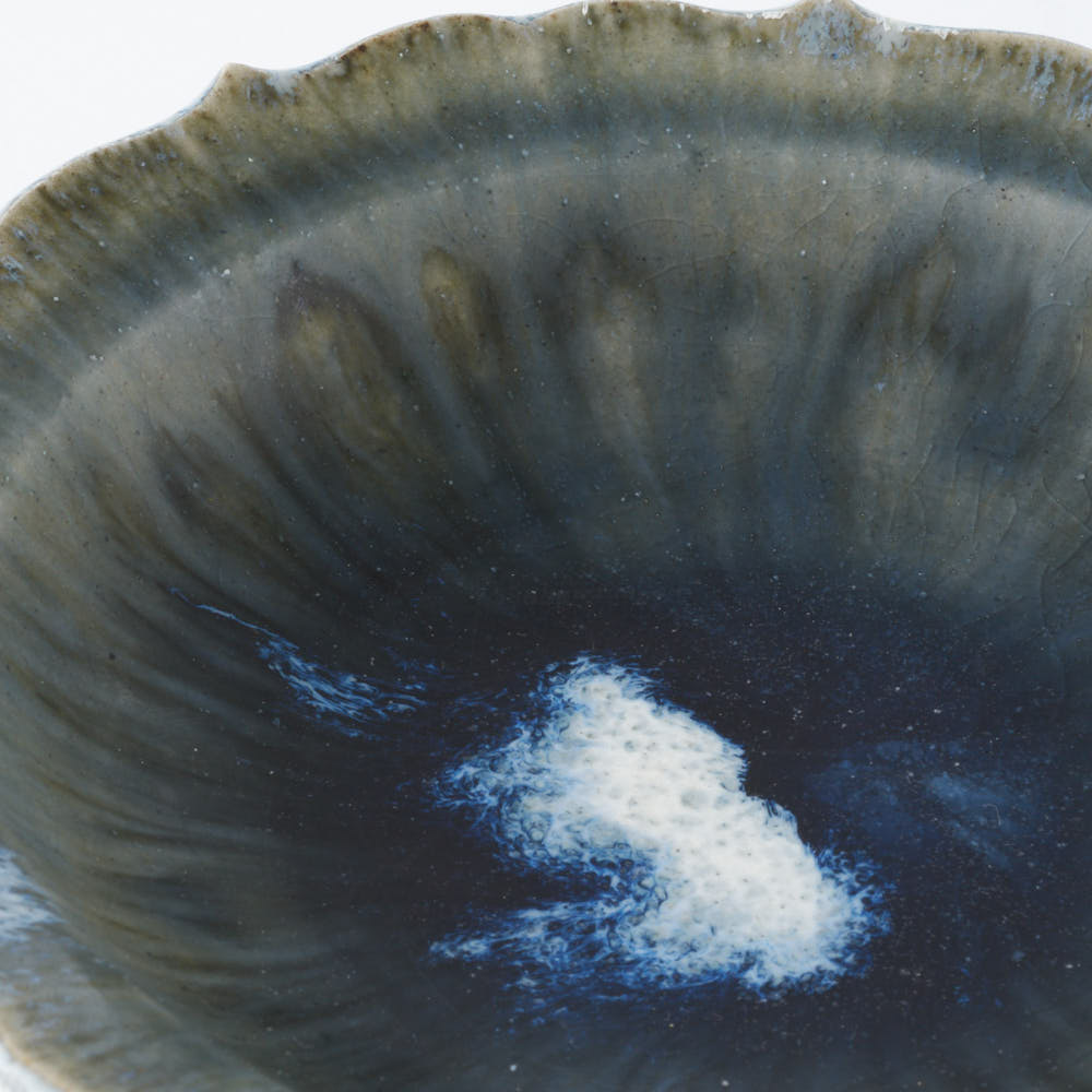 作家 村澤享 青灰釉稜花小皿 作家 村澤享 陶磁器作家もの