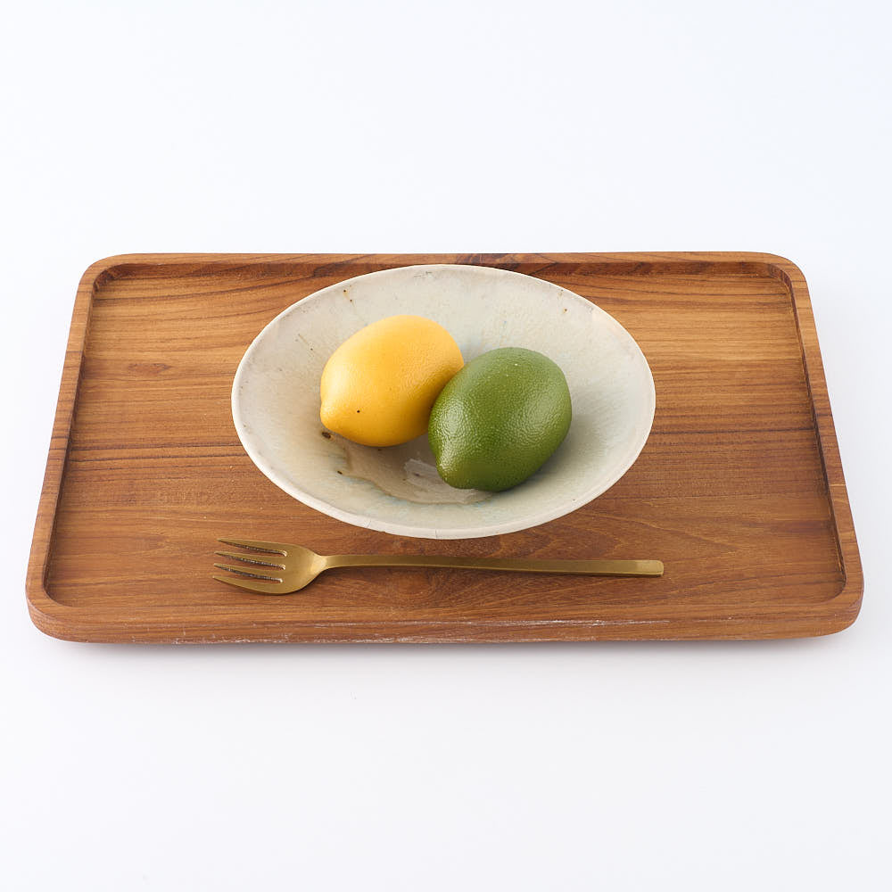 作家 中村哲雄 白釉 線鉢6寸