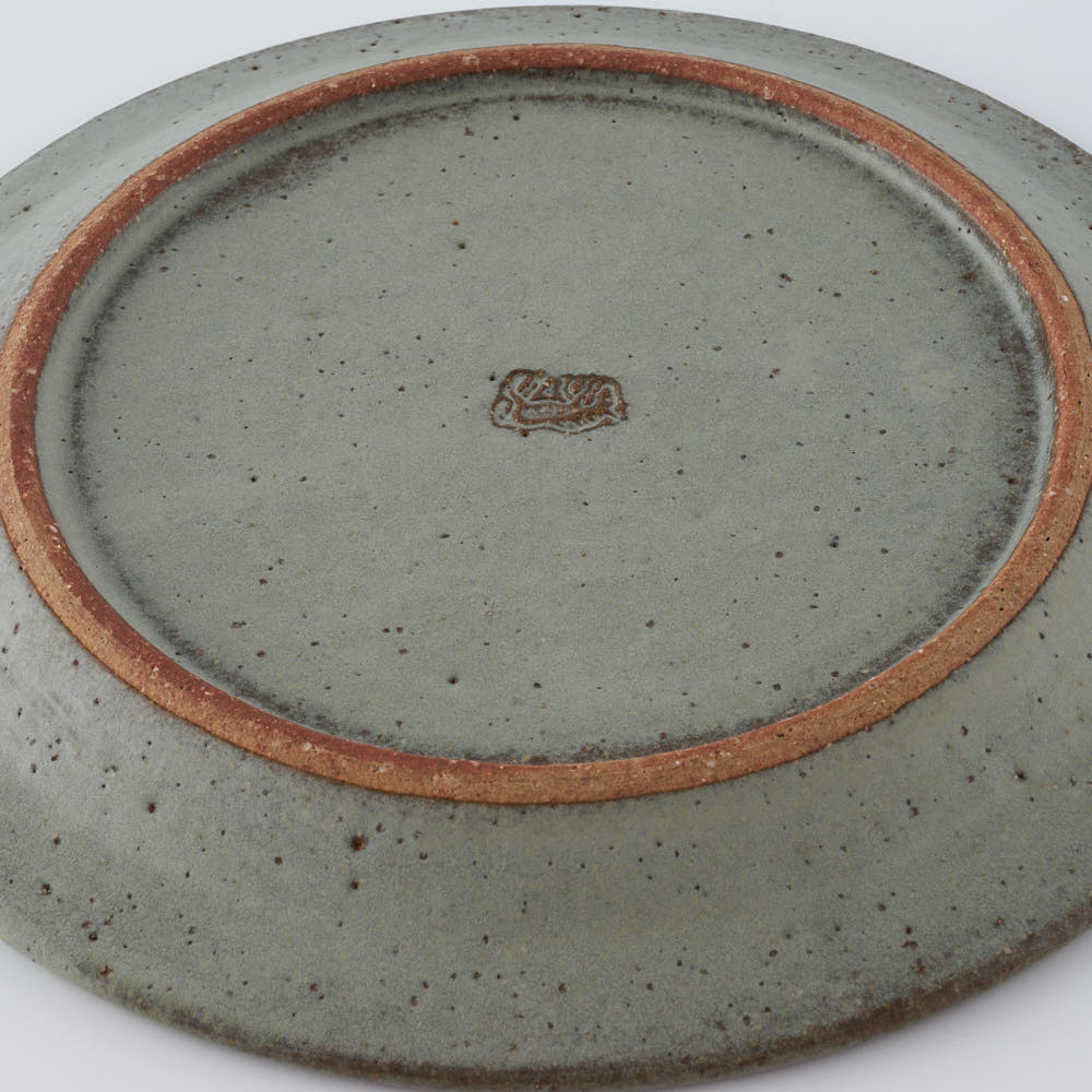 作家 長谷川哲也 洋皿18cm(緑青) 作家 長谷川哲也 陶磁器作家もの