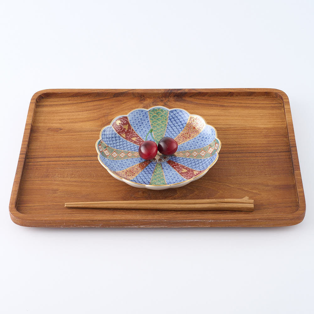 未使用 波佐見焼 林九郎窯 菊割 銘々皿5枚　お正月 林九郎窯 古伊万里様式 菊割花地紋 プレート16cm 波佐見焼 5号 : 雑貨