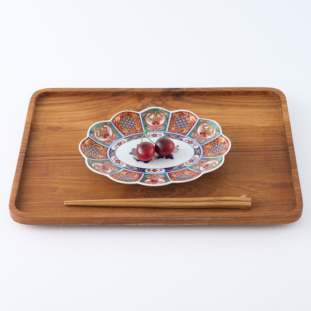 波佐見焼 林九郎窯 金彩間取菊紋 19cm楕円皿 ¥6,600 大人の焼き物